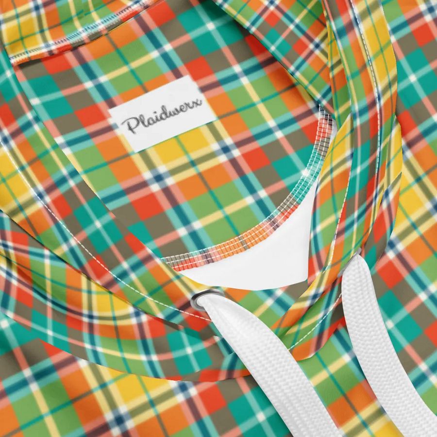 Yellow and Seafoam Green Plaid Hoodie product image (10)
