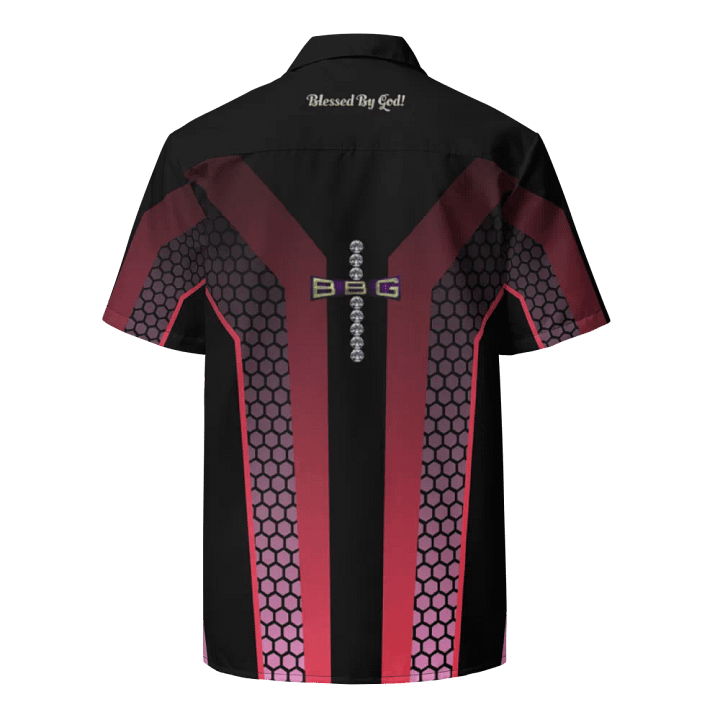 Black and Purple Blessed by God Button-up Shirt-V2 product image (2)
