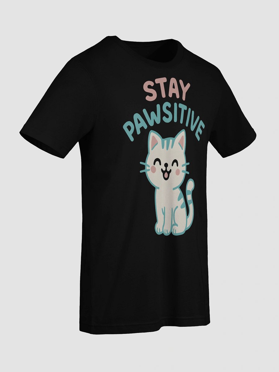 Pawsitive Vibes Cartoon Cat T-Shirt product image (9)