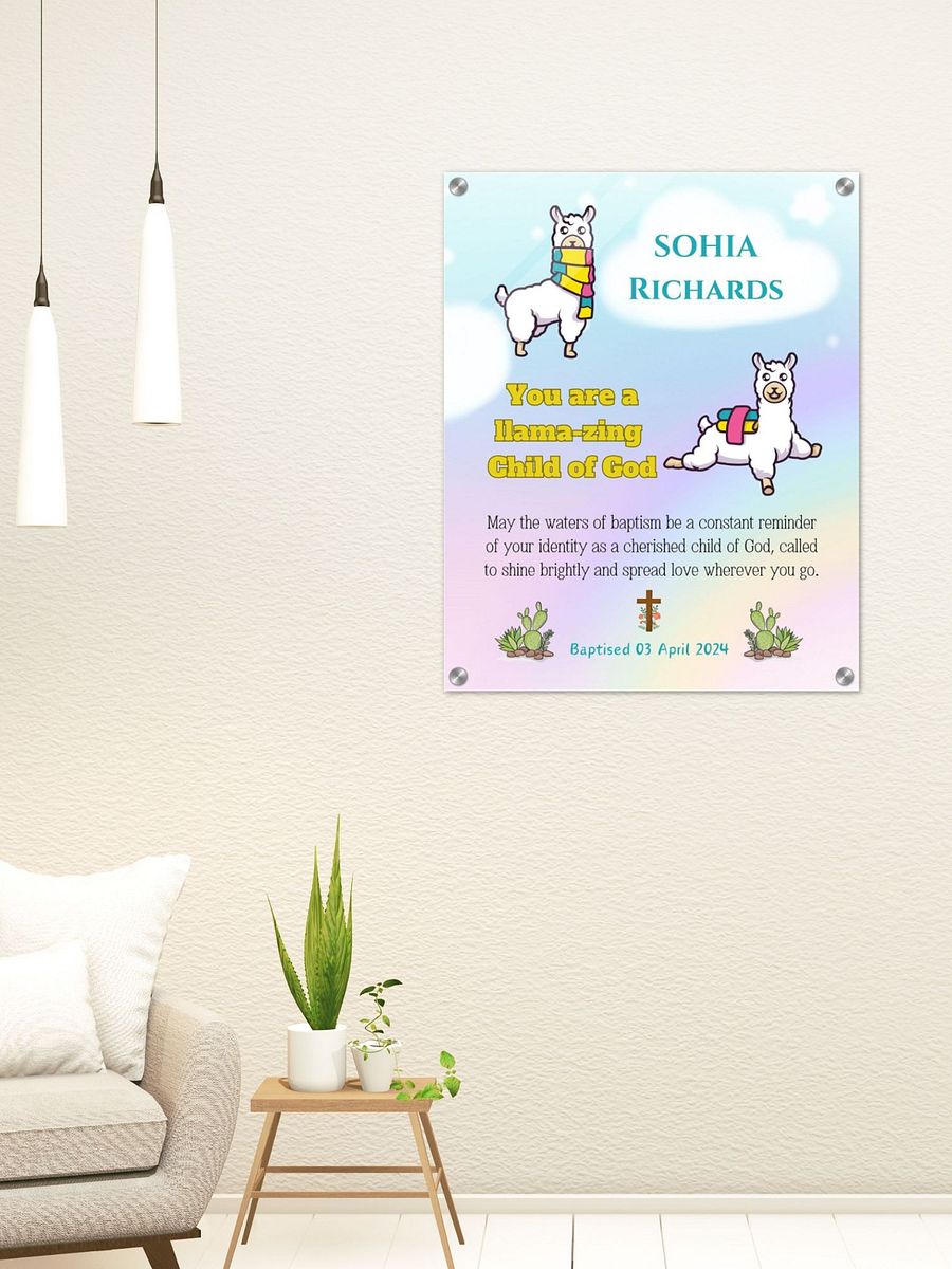 Cute Alpacas Rainbow Background Baptism Canva Template product image (8)