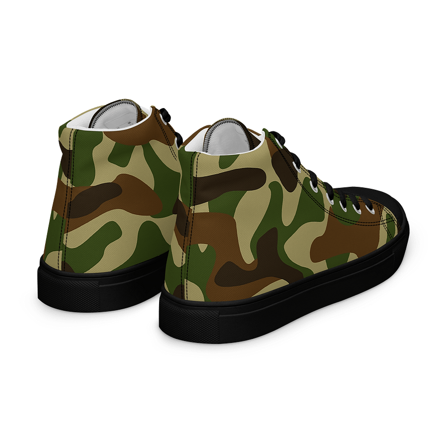 Woodland Green Army Camouflage Military Camo Pattern Women's High Top Canvas Shoes product image (7)