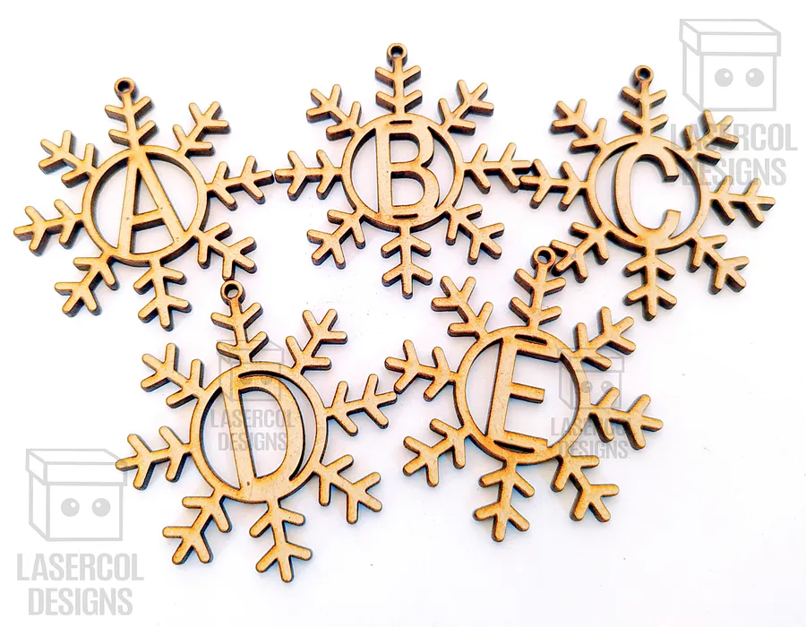 Monogram Snowflake Christmas Ornament - Laser Cut Files product image (7)