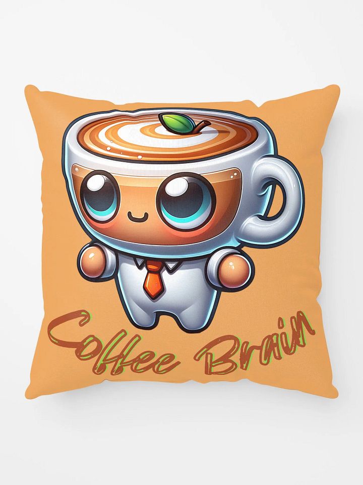 Cute Coffee Brain Cartoon Design Decorative Pillow - Adorable Coffee Lover's Art product image (1)
