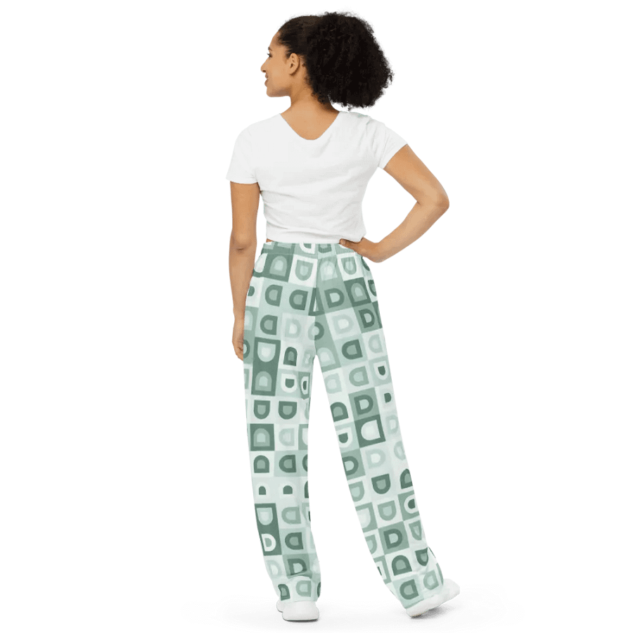 BUIII Retro Geometric: Mint Oasis Wide-Leg Pants product image (3)