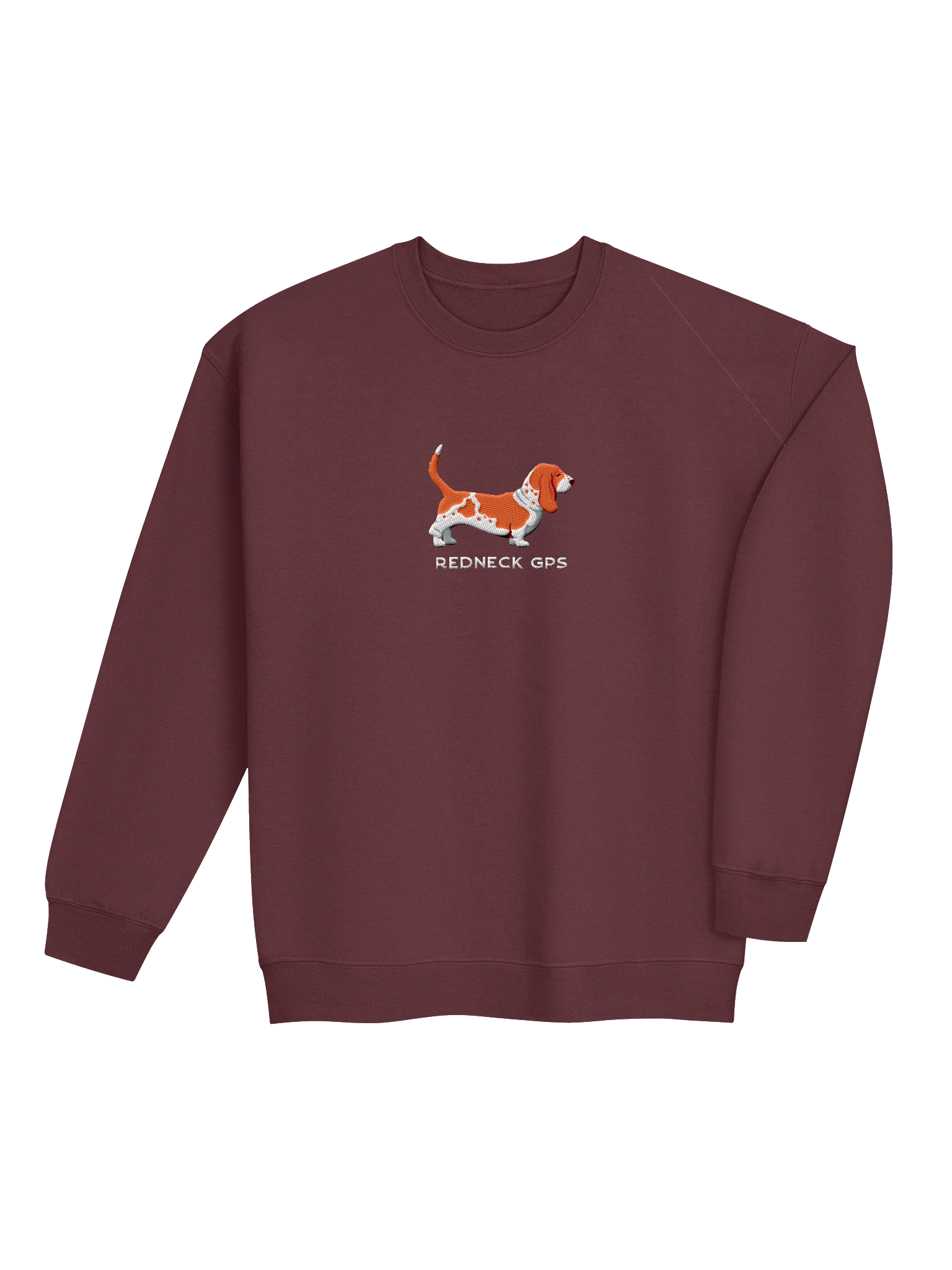 Redneck GPS Sweatshirt (Embroidered) of a Basset Hound(Red) product image (8)