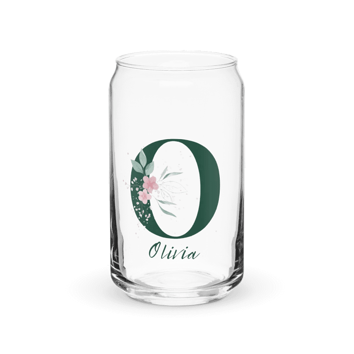 Personalized Floral Monogram Can Glass – Custom Aesthetic Iced Coffee Cup product image (1)
