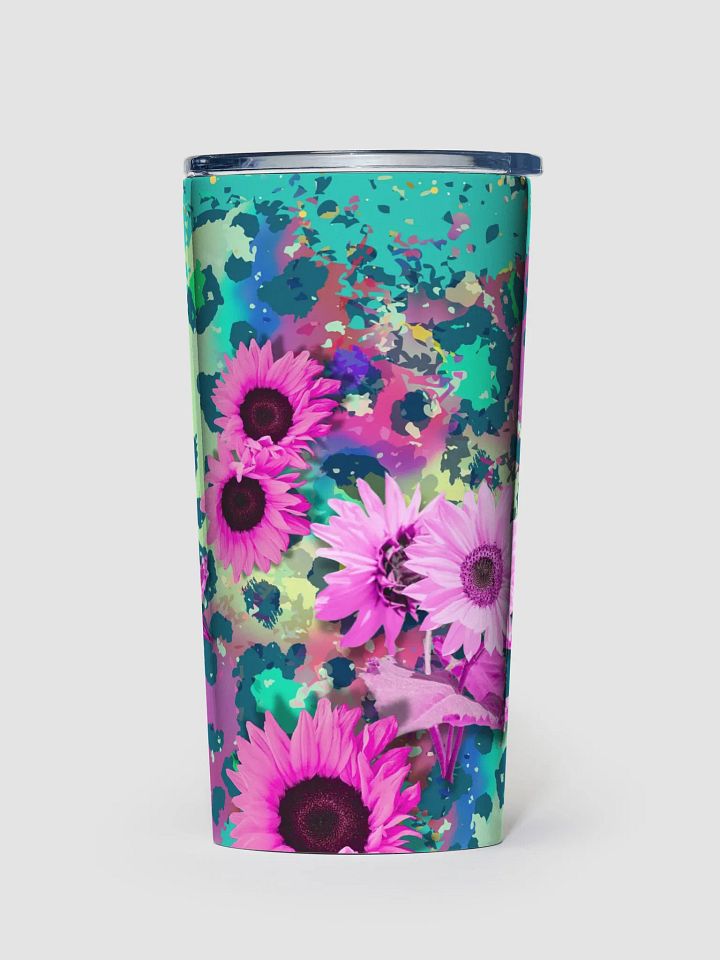 pink sunflowers leopard print 20oz Steel Tumbler gift for trendy girls ladies friends daughters product image (1)