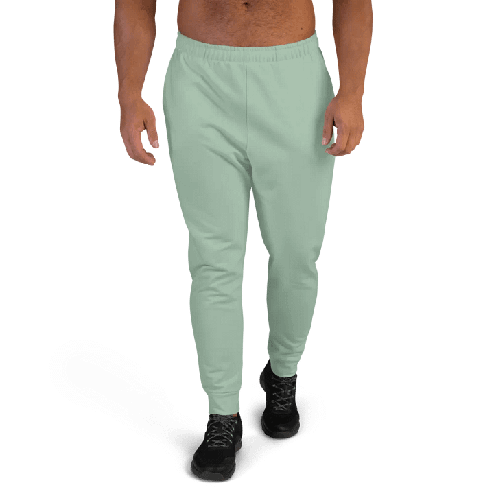 Plain Light Sage Green Soft Summer Recycled Polyester Premium Men's Joggers by Treasure Pie product image (1)