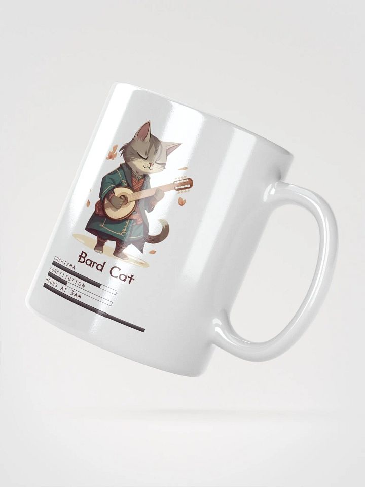 RPG Bard Cat white ceramic mug 11oz 15oz 20oz for gamers and cat lovers product image (6)