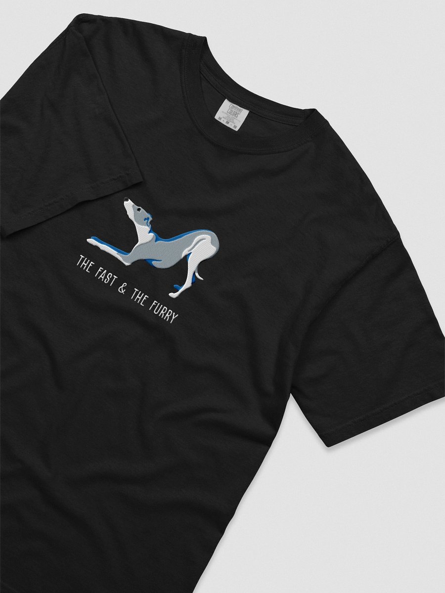 The Fast & The Furry T-Shirt(Embroidered) of an Italian Greyhound(Blue & White) product image (25)
