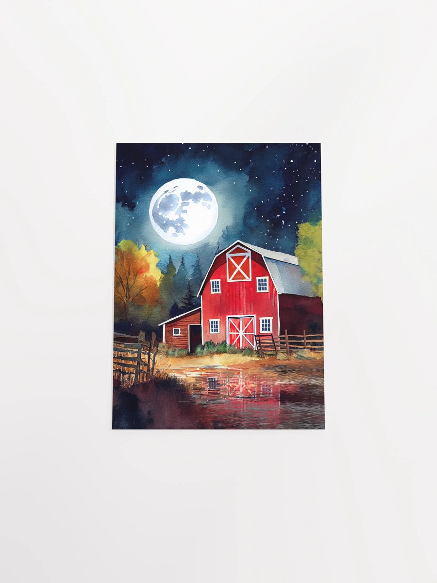 Old Red Barn under Full Moon Studio Art Print product image (29)
