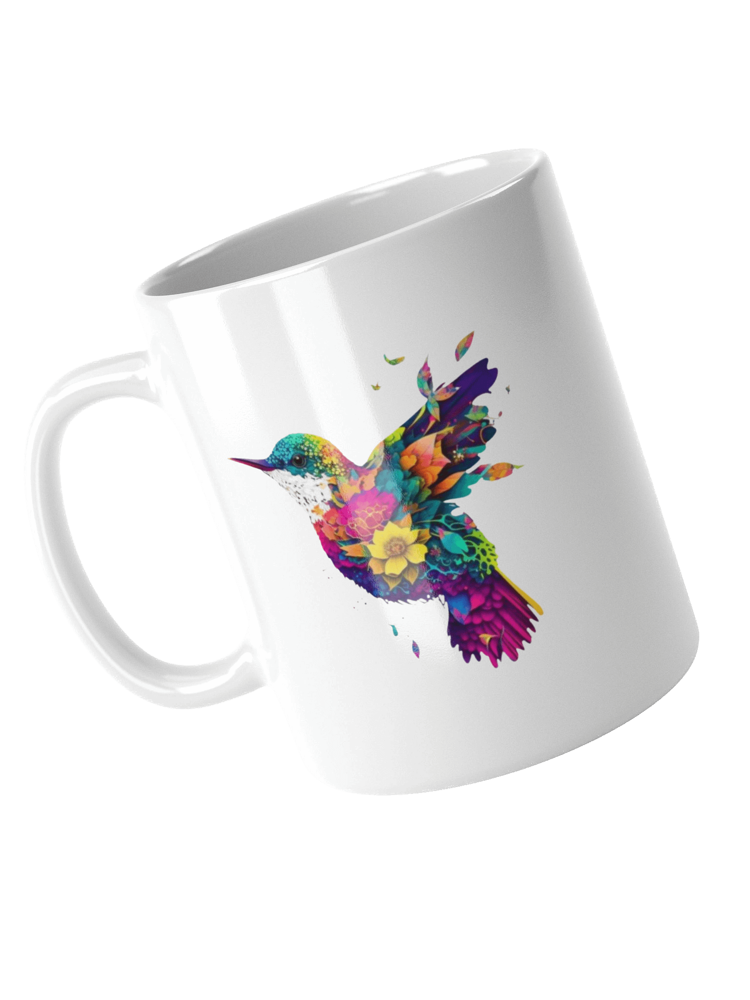 Floral Hummingbird White Glossy Mug product image (4)