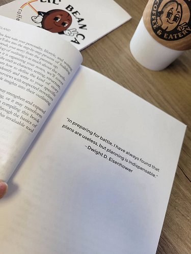 Reading Outlining Your Novel by KM Weiland. Review to come for my author friends.  This was near the front. As an intuitive w...