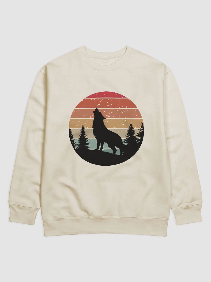 Howling Wolf In The Woods Retro Sunset Sweatshirt product image (2)
