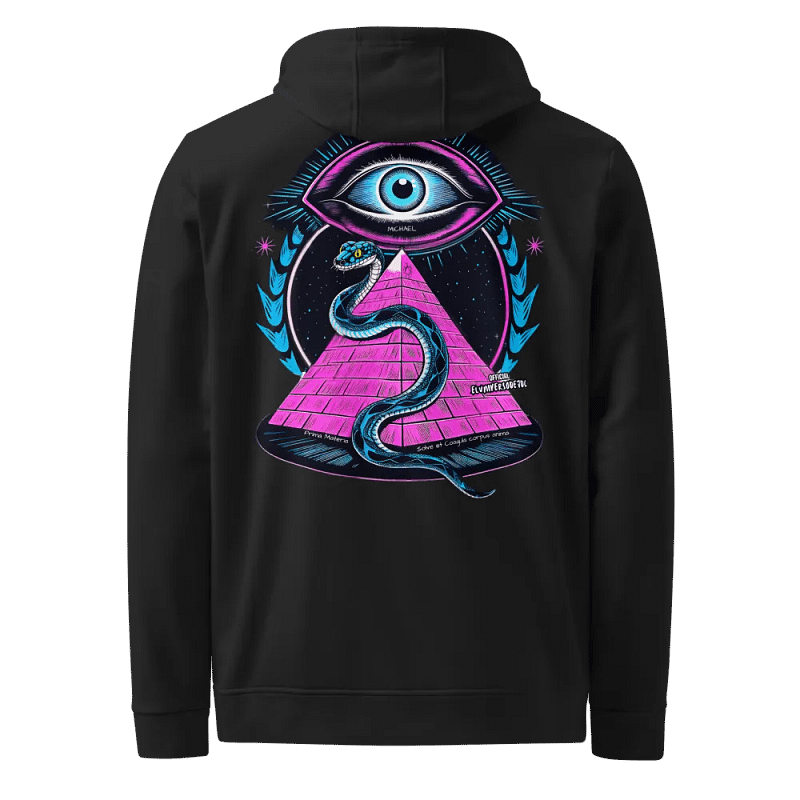 Sudadera Adidas & ELUNIVERSODEJDC Ángel Miguel y Lilit, con Diseño Místico de Ojo y Pirámide