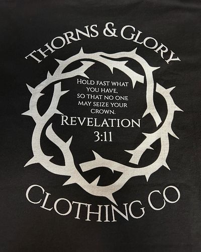 Just got our first batch of Thorns and Glory merch in—had to show off the designs in person! Clean, bold, and rooted in faith...