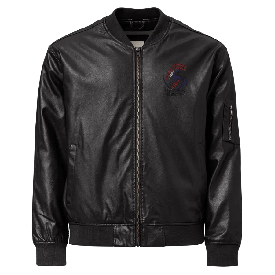 Faux Leather Bomber Jacket - Embroidered - Property Of HApex Gear 2024 product image (1)