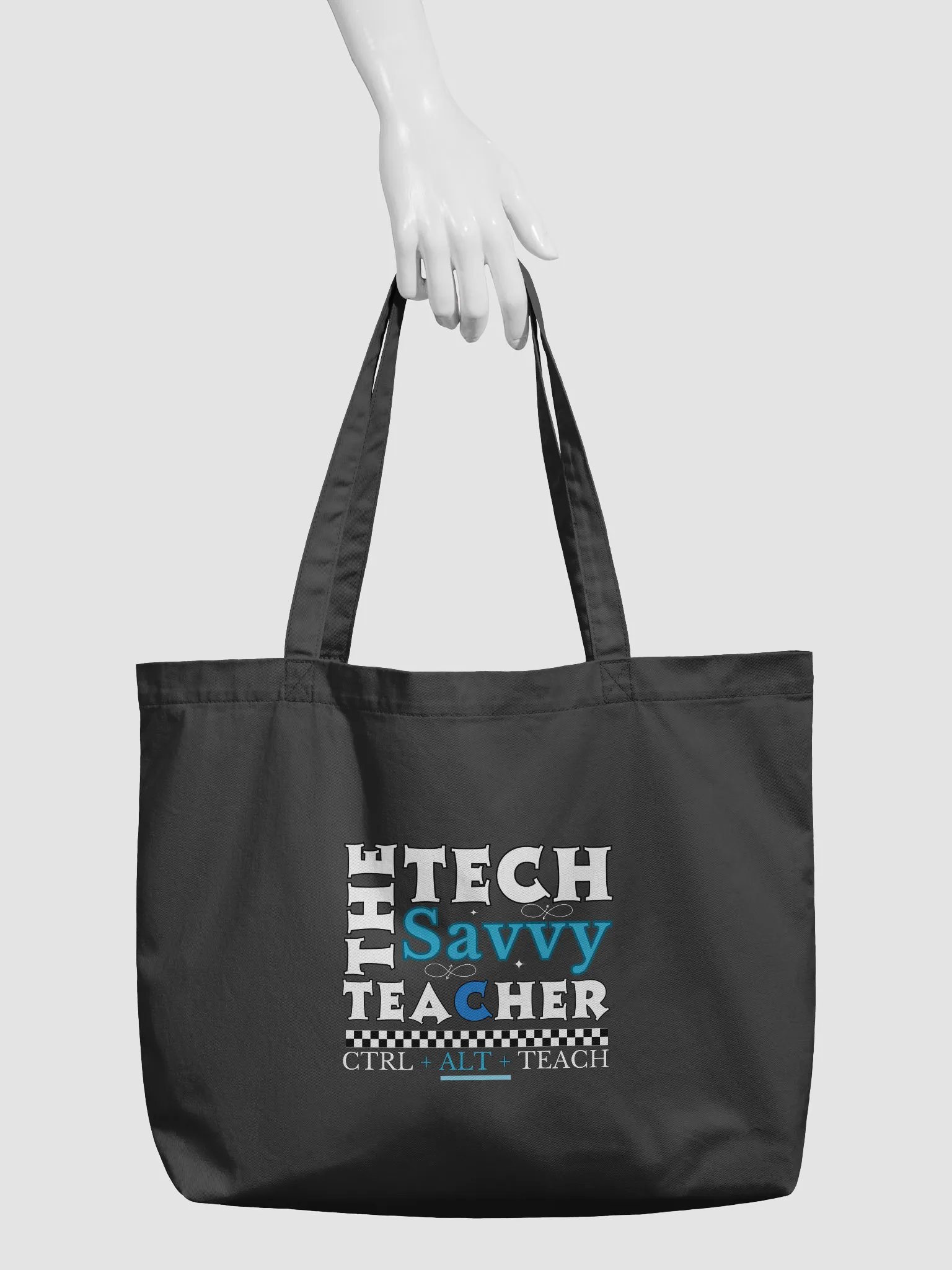 The Tech Savvy Techer, Ctrl + Alt + Teach Dark Eco Tote Bag product image (4)