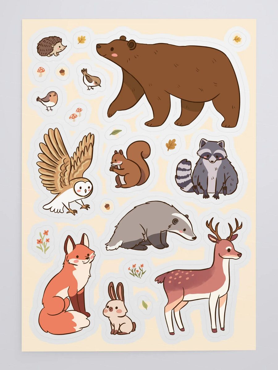 Autumn Woodland Animals Sticker Sheet product image (4)