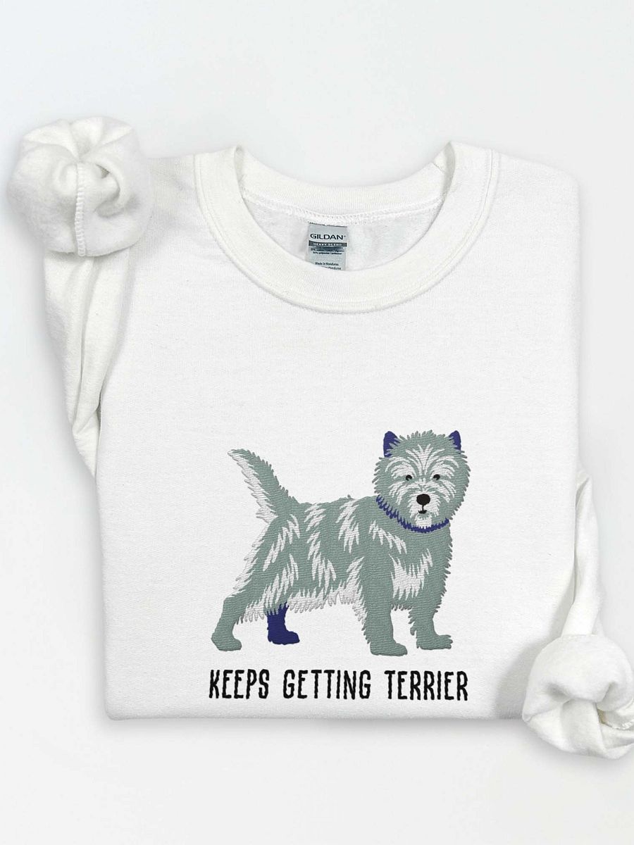 Keeps Getting Terrier Sweatshirt (Embroidered) of a Cairn Terrier(Blue Brindle) product image (1)