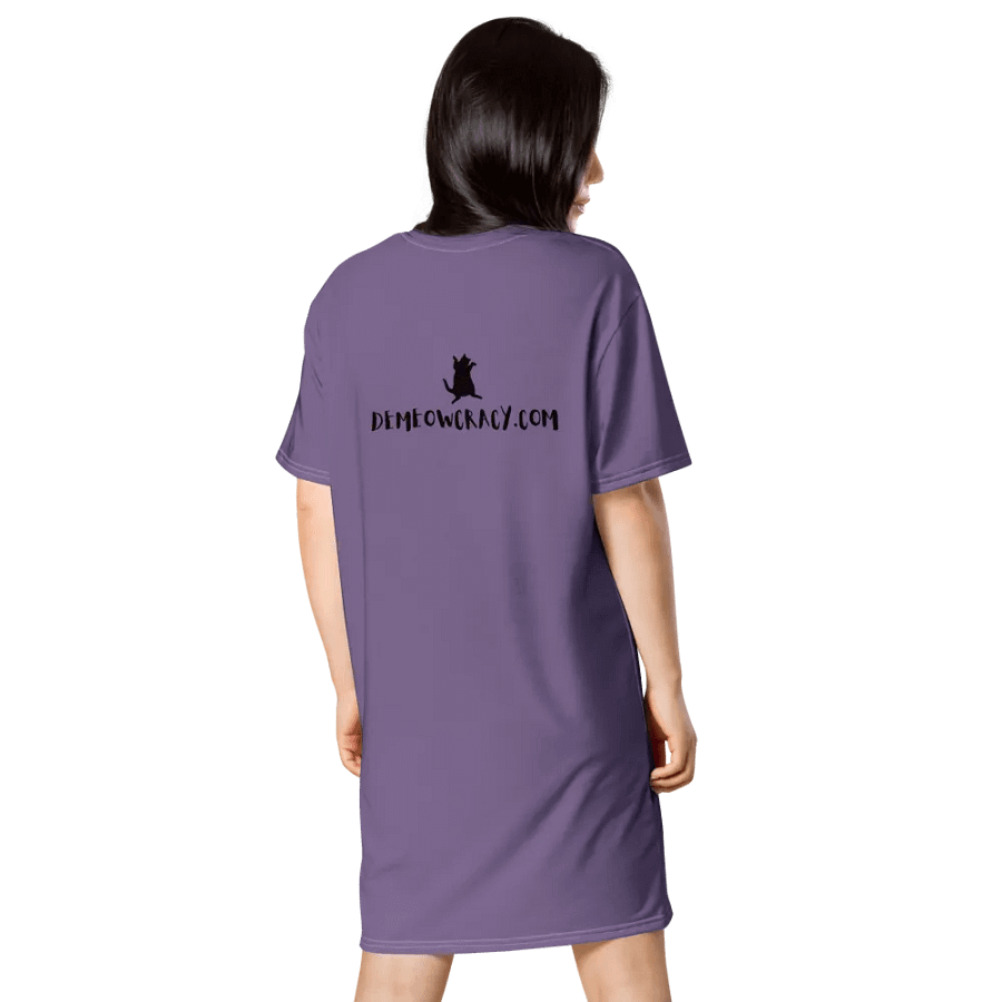 Dancing Demeowcracy Feline Purple T-Shirt Dress product image (4)