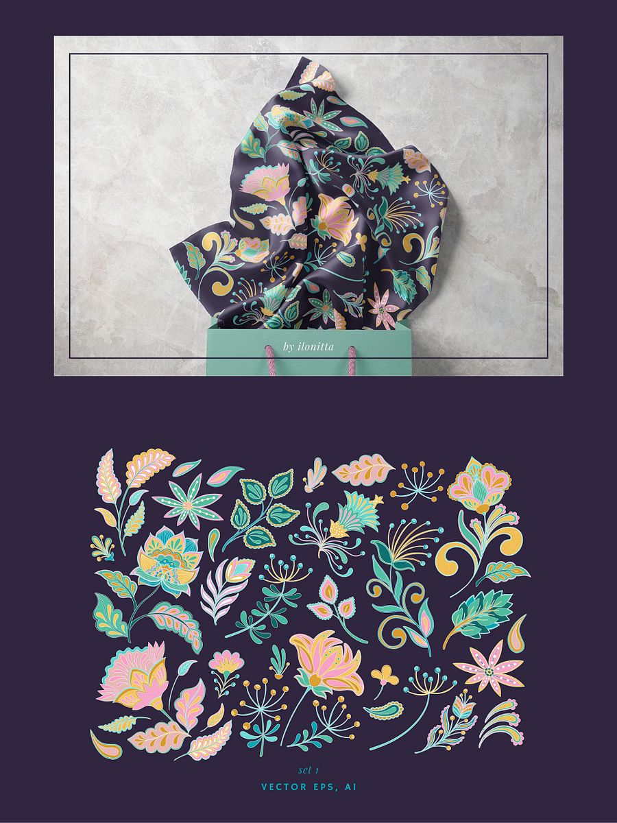 Jacobean Folk Vector Elements Set product image (3)