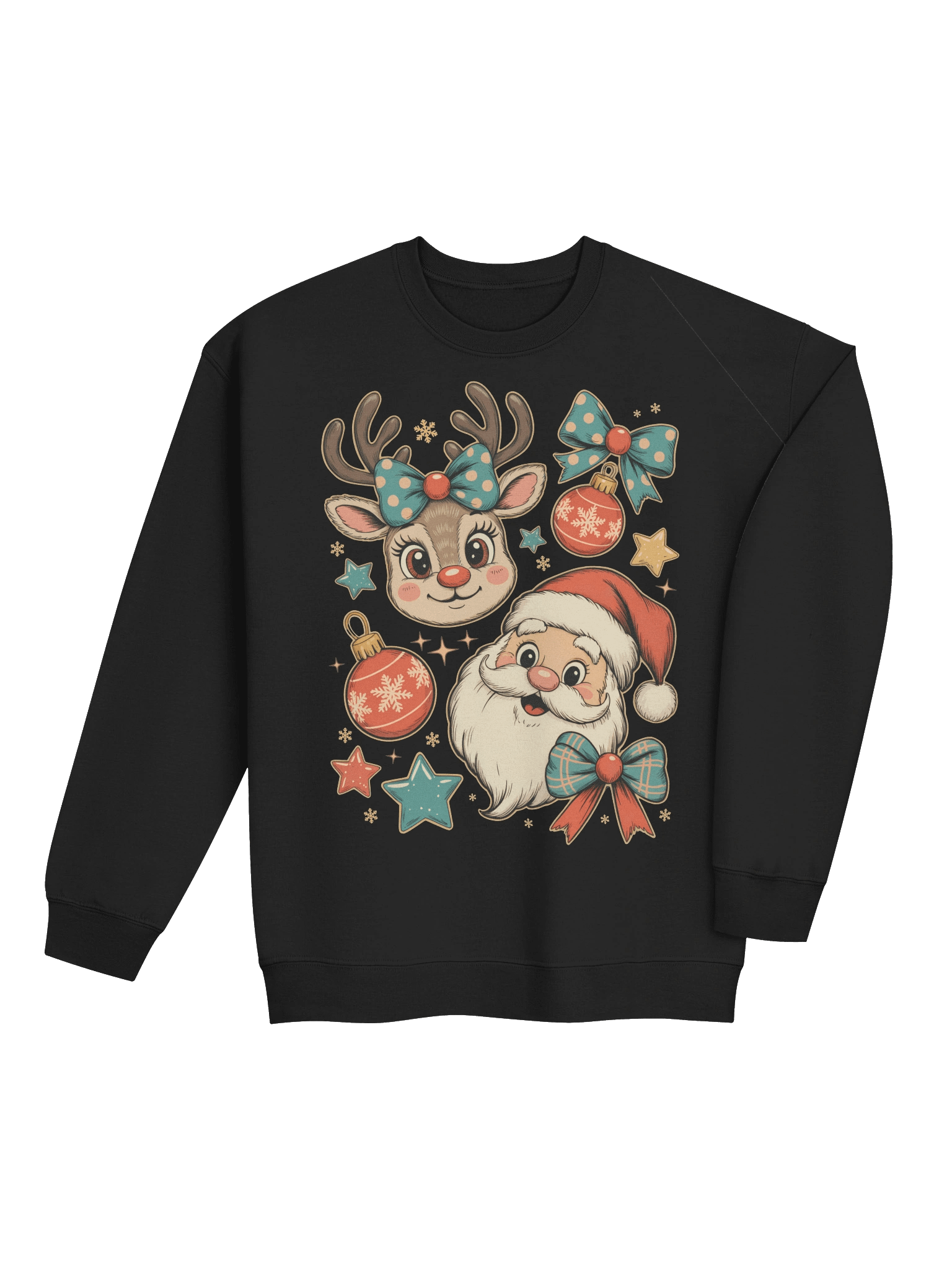 Cheerful Retro Santa & Reindeer Sweatshirt | Vintage Holiday Crewneck product image (3)