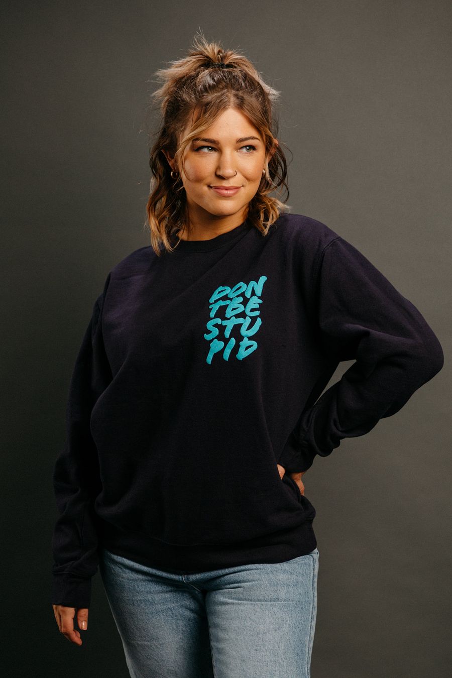 DON'T BE STUPID CREWNECK - NAVY/BLUE product image (2)