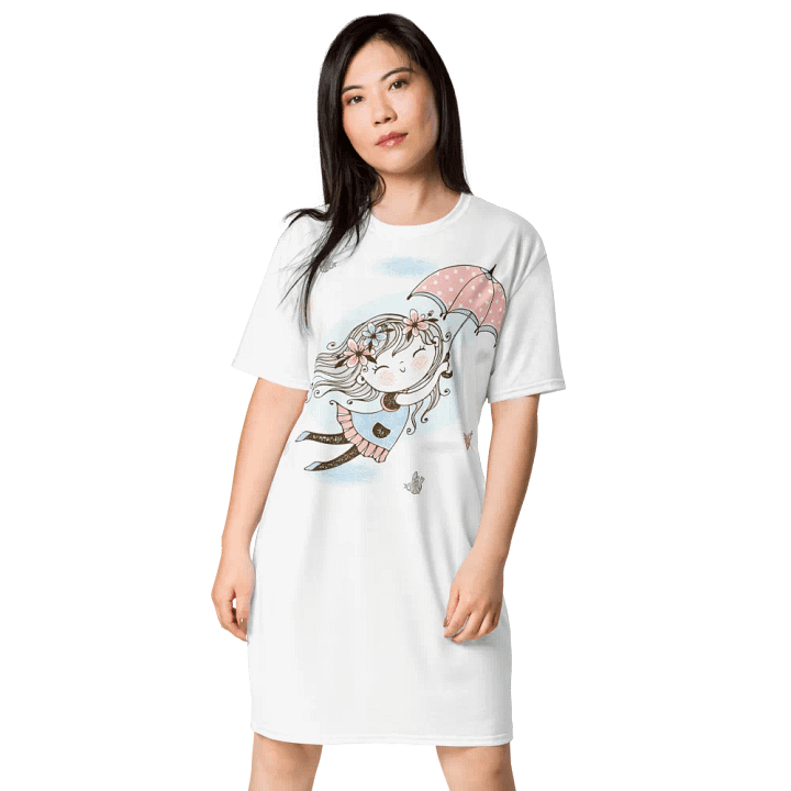 'Fly Away Girlie' White T-Shirt Dress product image (1)
