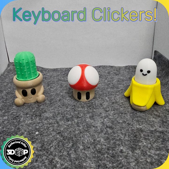 Cute Keyboard Keycap Clickers – Cactus, Mushroom, and Banana Artisan Keycaps | Fun Mechanical Keyboard Accessories product image (1)
