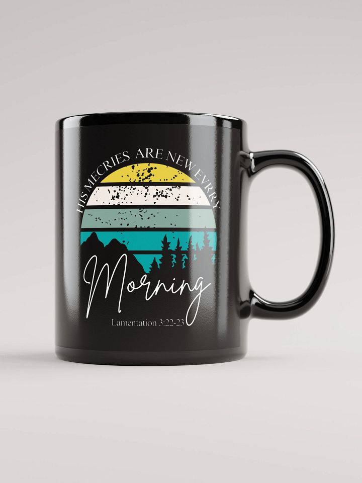 Tranquil Morning Black Glossy Mug – Inspirational Christian Coffee Cup – Durable Ceramic by KKacreations product image (2)