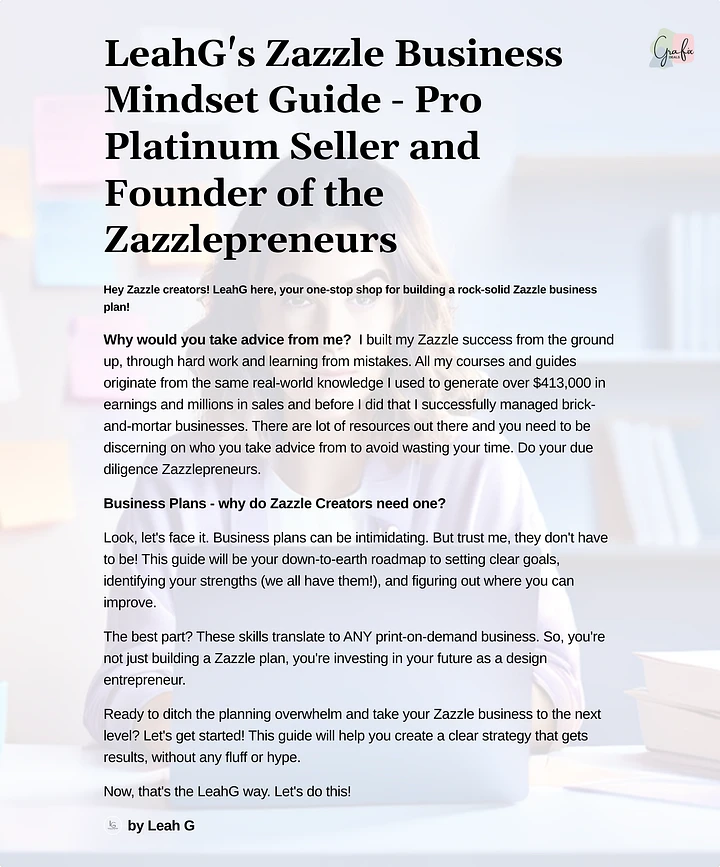 Zazzle Business Mindset Guide, Zazzle Business Plan Template product image (2)