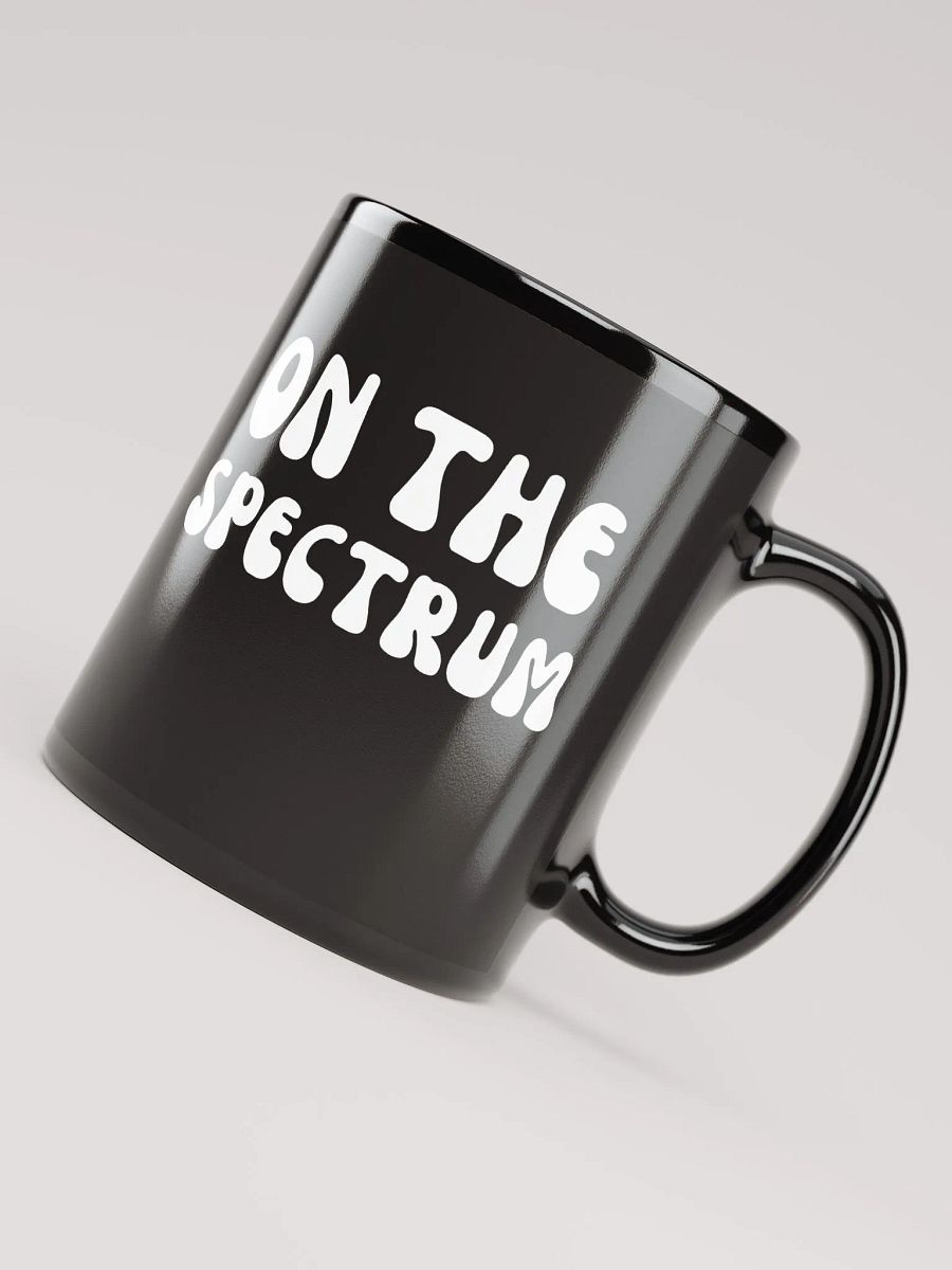 ON THE SPECTRUM (groovy white) glossy black mug product image (7)