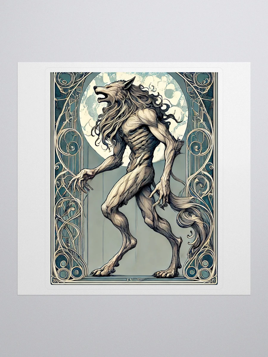 Art Nouveau Werewolf Vinyl Sticker – Full Moon Elegance 🌕🐺 product image (1)