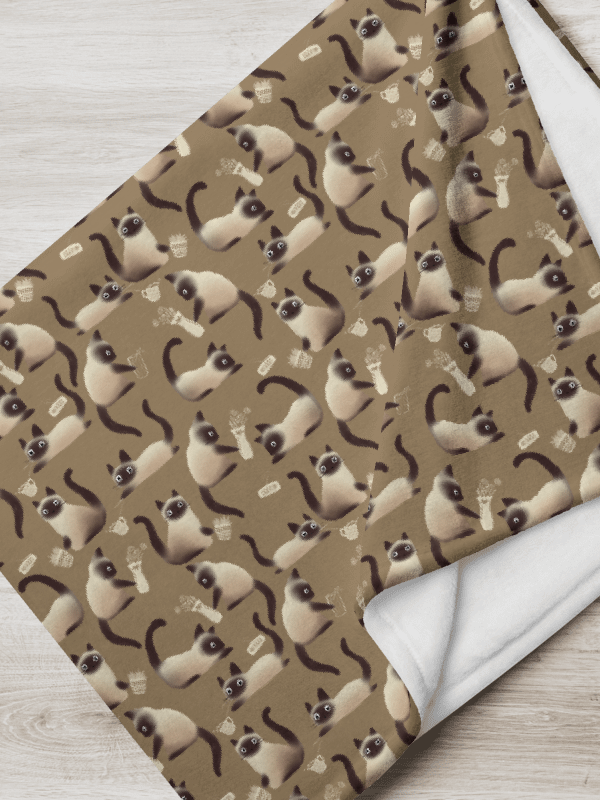 Bad Siamese Cats Knocking Stuff Over Throw Blanket, Brown product image (12)