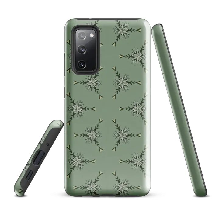 Tough Phone Case for Samsung® - Green Triangular Floral Geometric Pattern product image (1)