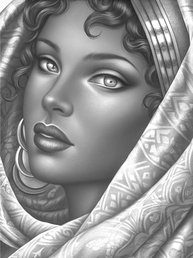 Grace and Strength The Beauty of African Women in Art -Libyan Goddess (Coloring E-Book) product image (3)