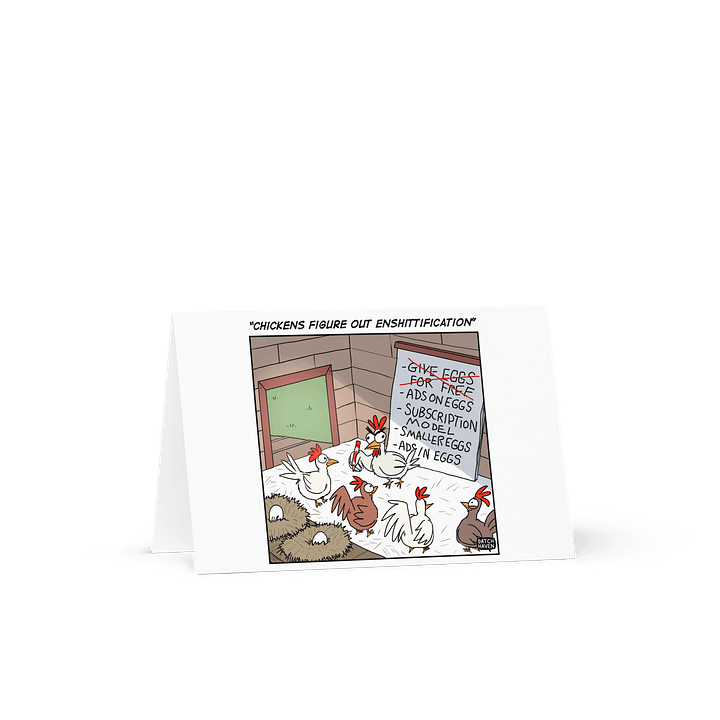 "Chickens figure out enshittification" card product image (1)