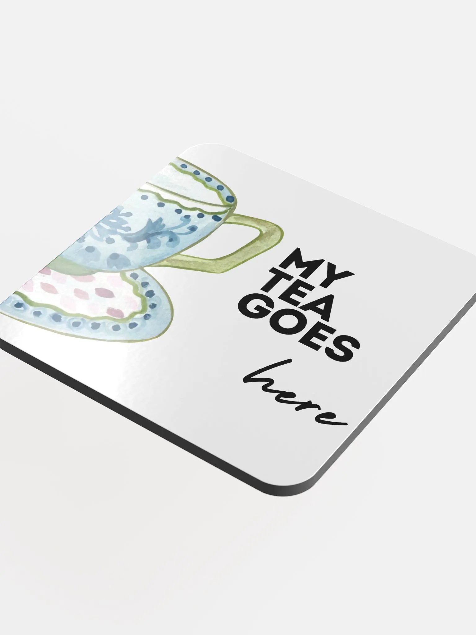 My Tea Goes Here Glossed Cork Coaster product image (4)