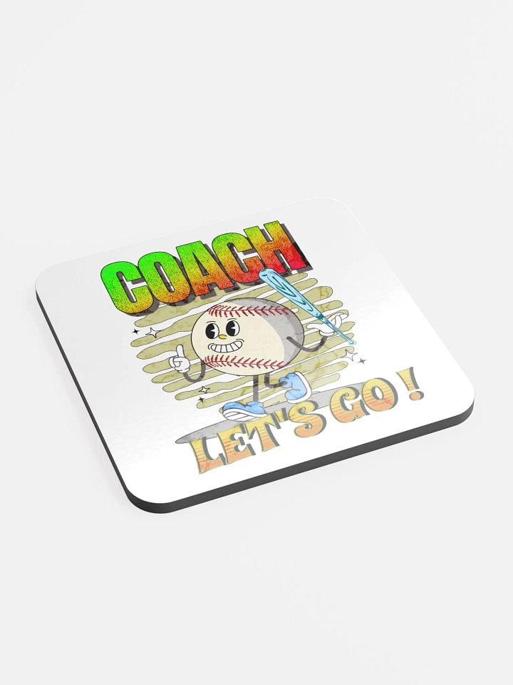 Retro Mascot Coach Lets Go Baseball Cork Coaster product image (2)