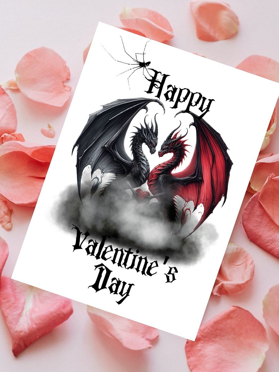 Printable Gothic Dragon Couple Valentine's Card product image (2)