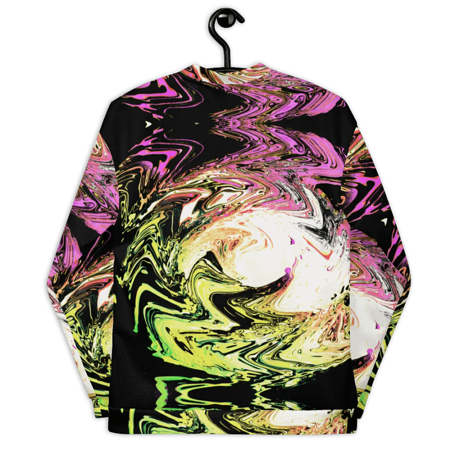 Abstract Neon Daisy Swirl Unisex All Over Print Bomber Jacket product image (12)