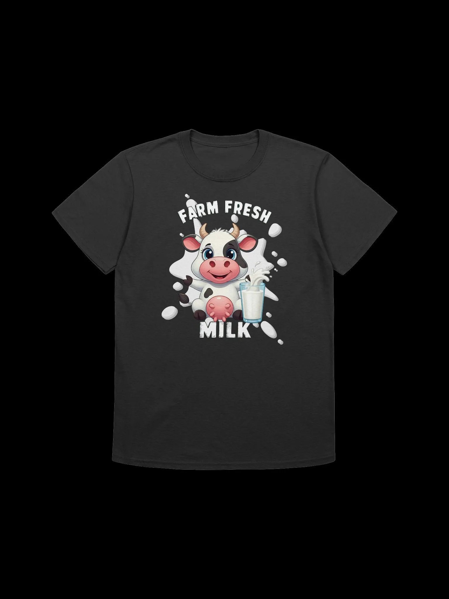 Food Lover-Farm Fresh Milk-Cute Cow Cartoon Design T-Shirt product image (3)