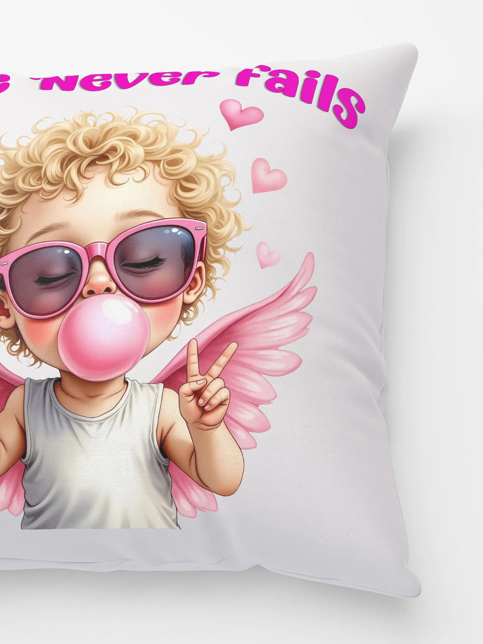 Love Never Fails Valentine Retro Cupid Valentine's Day Pillow product image (5)