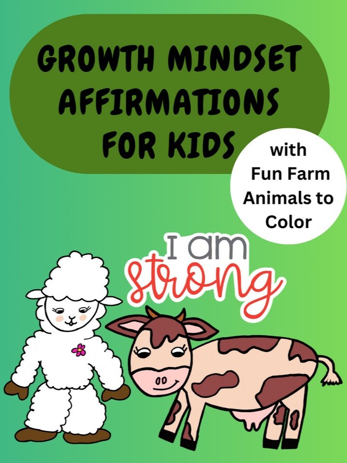 Growth Mindset Affirmations for Kids with Fun Farm Animals to Color: Self Esteem Coloring Books for Children product image (1)