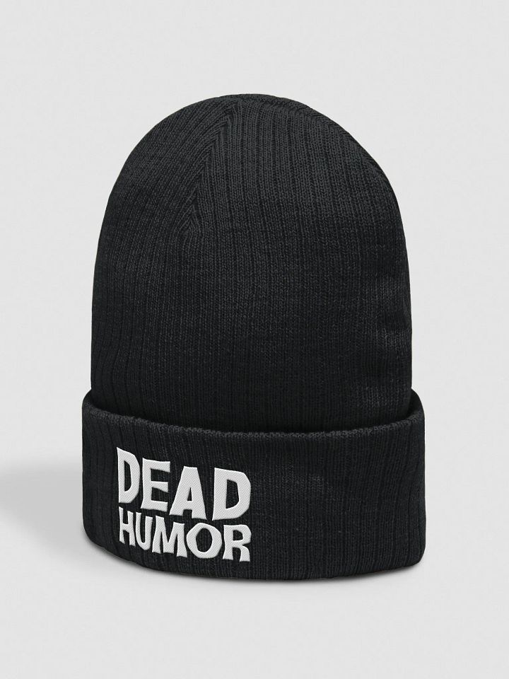 Dead Humor Spooky Text Black Embroidered Beanie product image (2)
