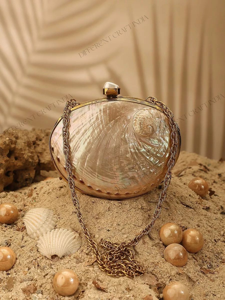 Luxurious White Abalone Seashell purse Sirena Shell minaudiere mini clutch bag product image (1)