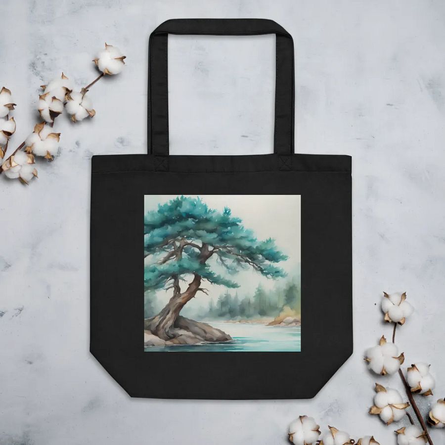 Turquoise Pine Tree, Organic Cotton Twill Tote Bag product image (1)