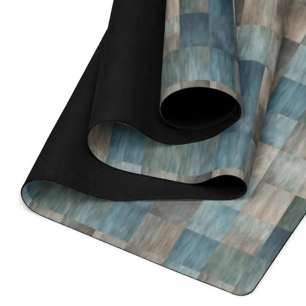 Yoga Mat with Painted Blue, Green and Brown Checked Pattern product image (4)