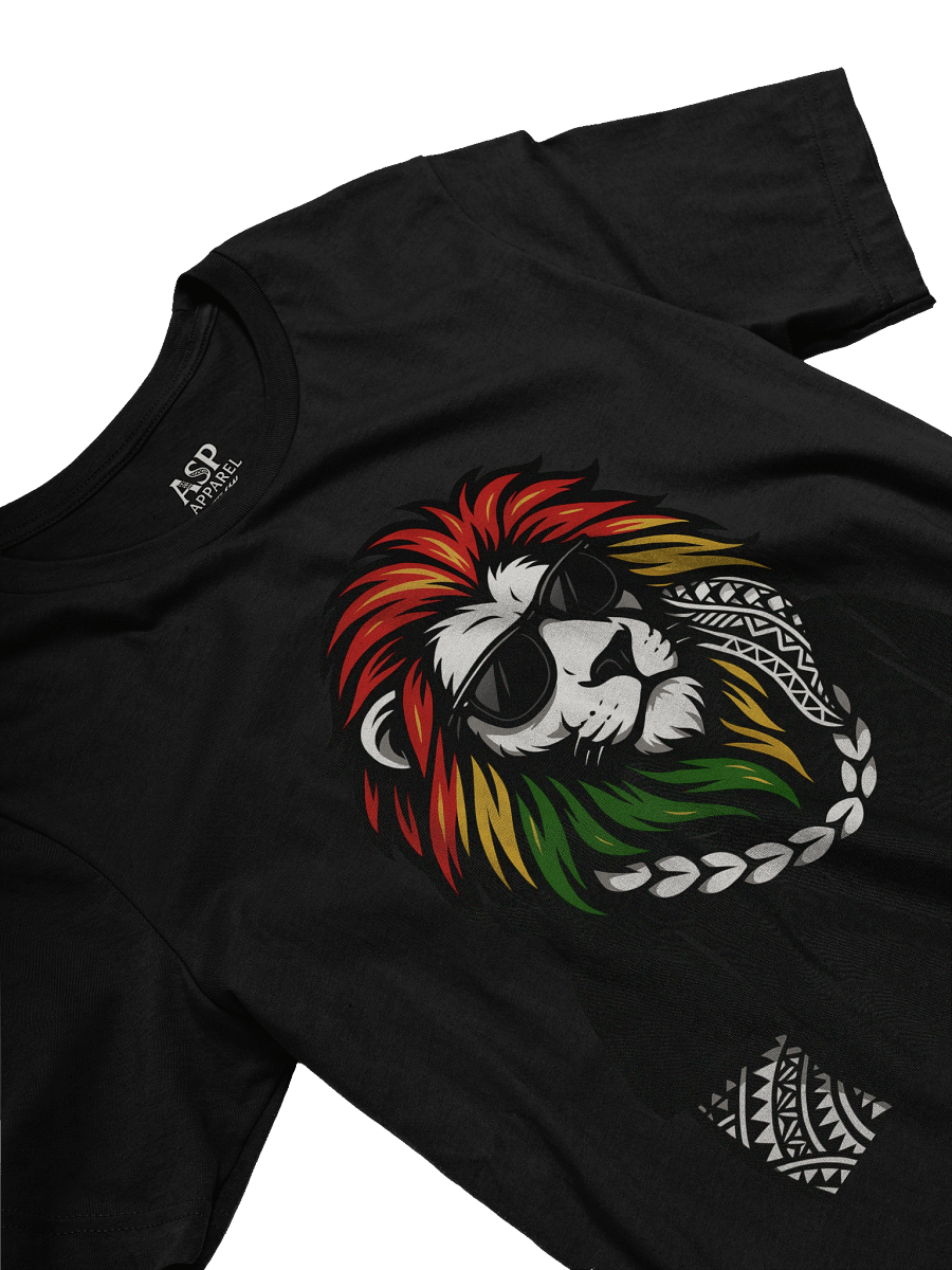 Reggae Lion Head T-Shirt – Polynesian Tribal Streetwear Design with Rasta Colors | Samoan Island Vibes by ASP Apparel product image (3)